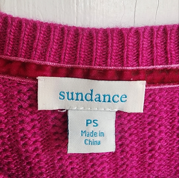 Sundance Pink Cable Knit Cardigan, Sz PS - Picture 3 of 7